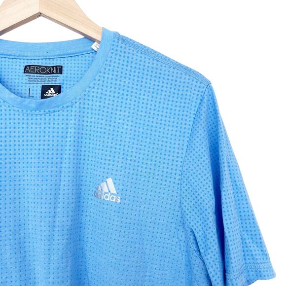 Adidas Aeroknit Climacool Blue Short Sleeve T Shirt Sz L - Picture 2 of 4